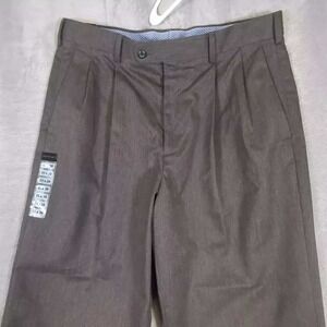 Axist Pants Mens 33x30 Corporate Khaki Heather‎ Charcoal Pleated Front Dress NEW
